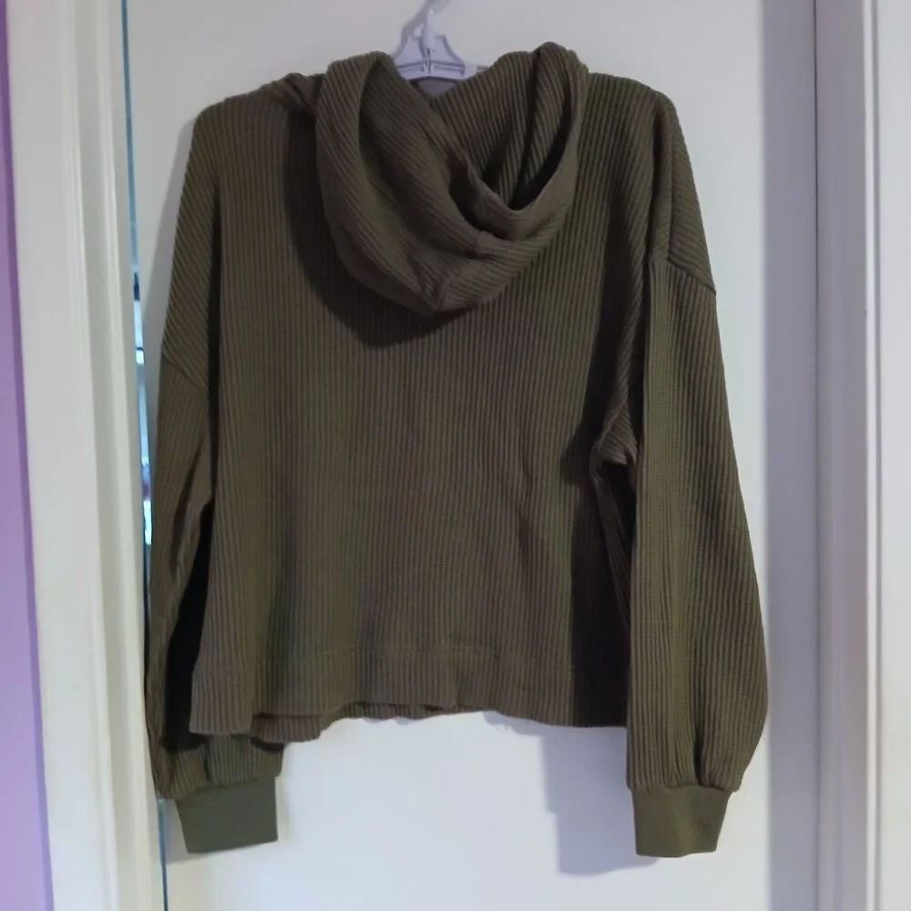 Gap Women's Olive Gteen Waffle  Knit Hoodie GUC